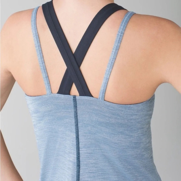 Lululemon Lululemon Run For Gold Tank size 2 Heathered Blue Denim / Deep Navy - Picture 4 of 9